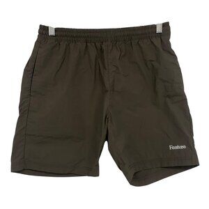 Feature Mens Brown Athletic Short Size Medium M Athleisure Training Pocket EUC